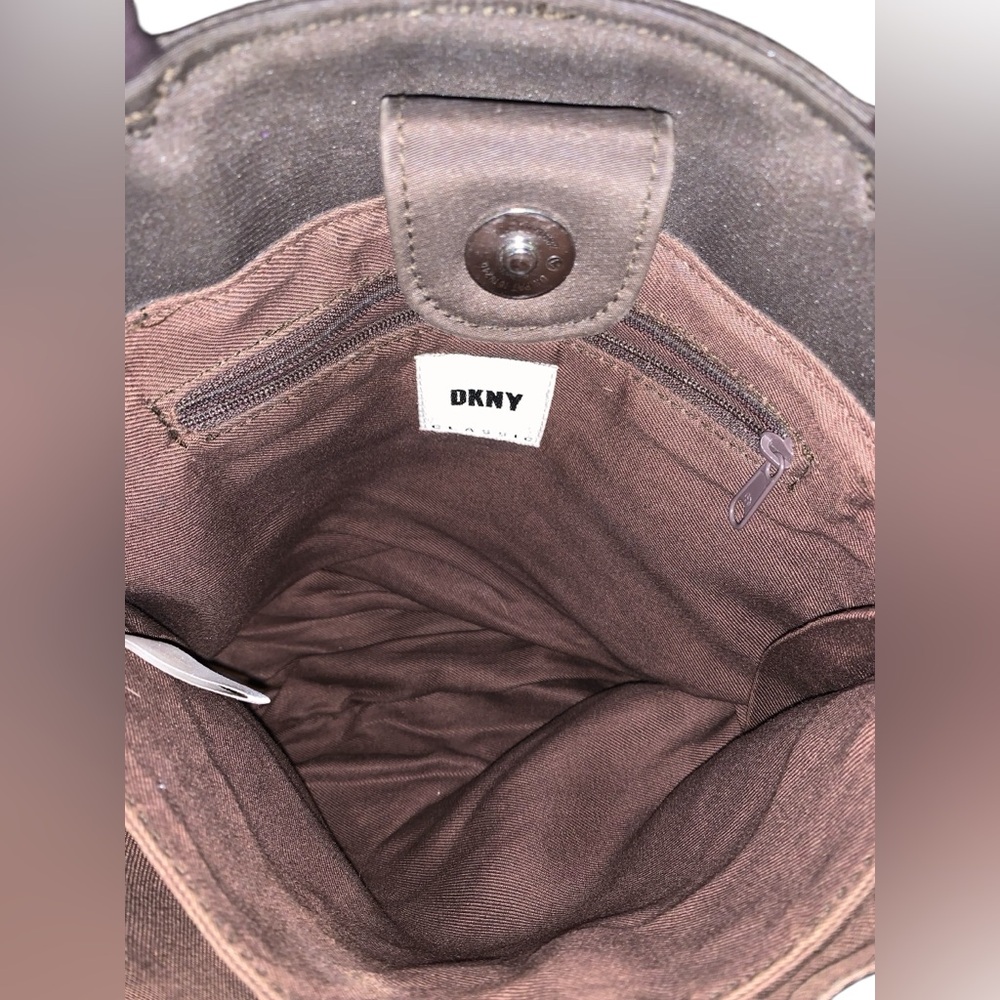 Vintage Y2K DKNY Mini Handheld Tote Bag Brown - Picture 6 of 14